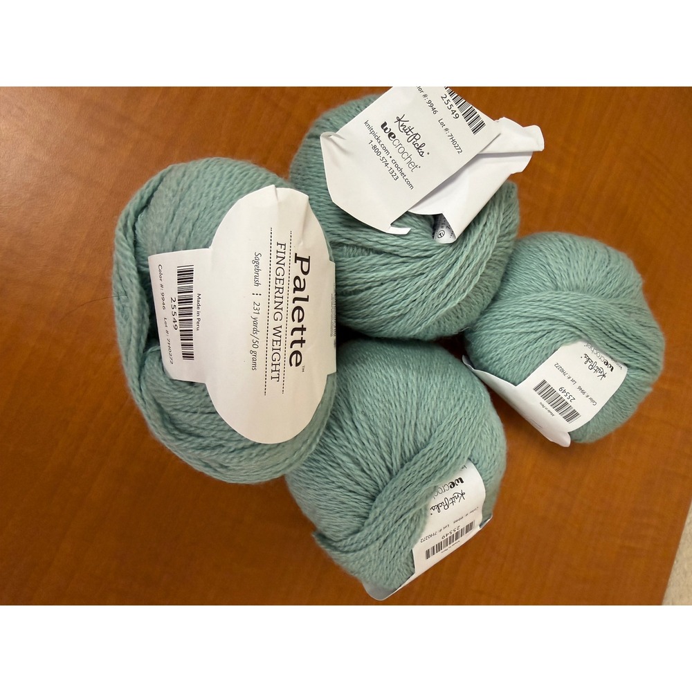 Knit Picks Palette Fingering Weight Yarn Sagebrush 100% Wool 4 Skeins 924 Yards